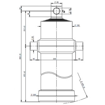 Teleskopski cilinder 6 stopenj 20 ton 4185 mm z luknjo 4066F